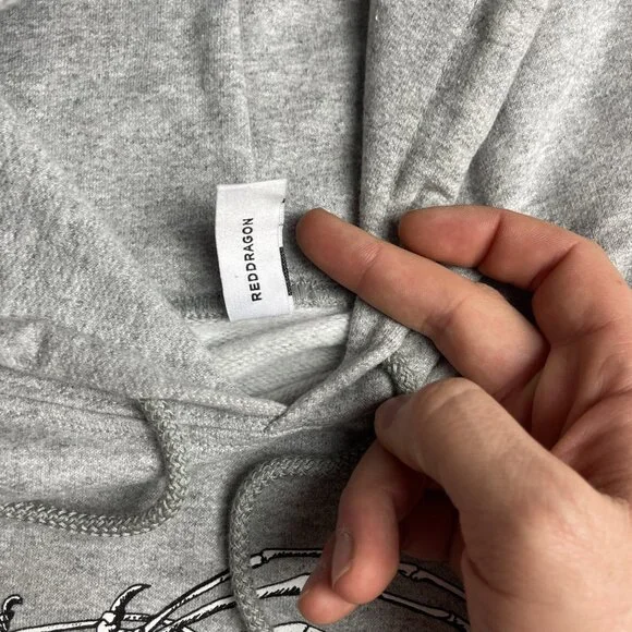 Y2K RDS Red Dragon Mens M Hoodie Skateboard Graphic Dragon Grey CANADA MADE - Picture 10 of 14